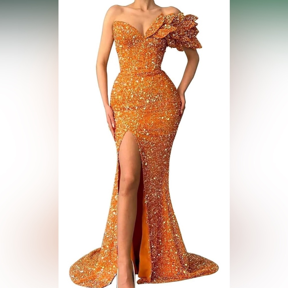 Women's One‎ Shoulder Sequin Prom Dress Long Mermaid Formal Evening Gown Size 20